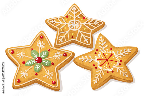 Elegant Gingerbread Stars With Golden Icing Bold Creative Visual