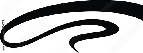 Abstract Black Swirl Shape on White Background curve line