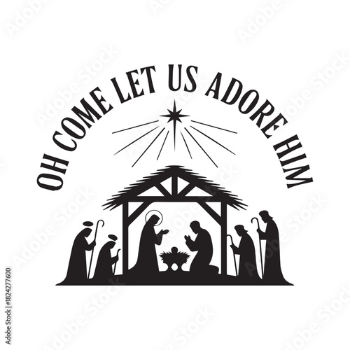 Oh come let us adore Him Svg