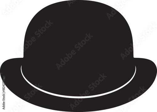 Classic black bowler hat with gold band 