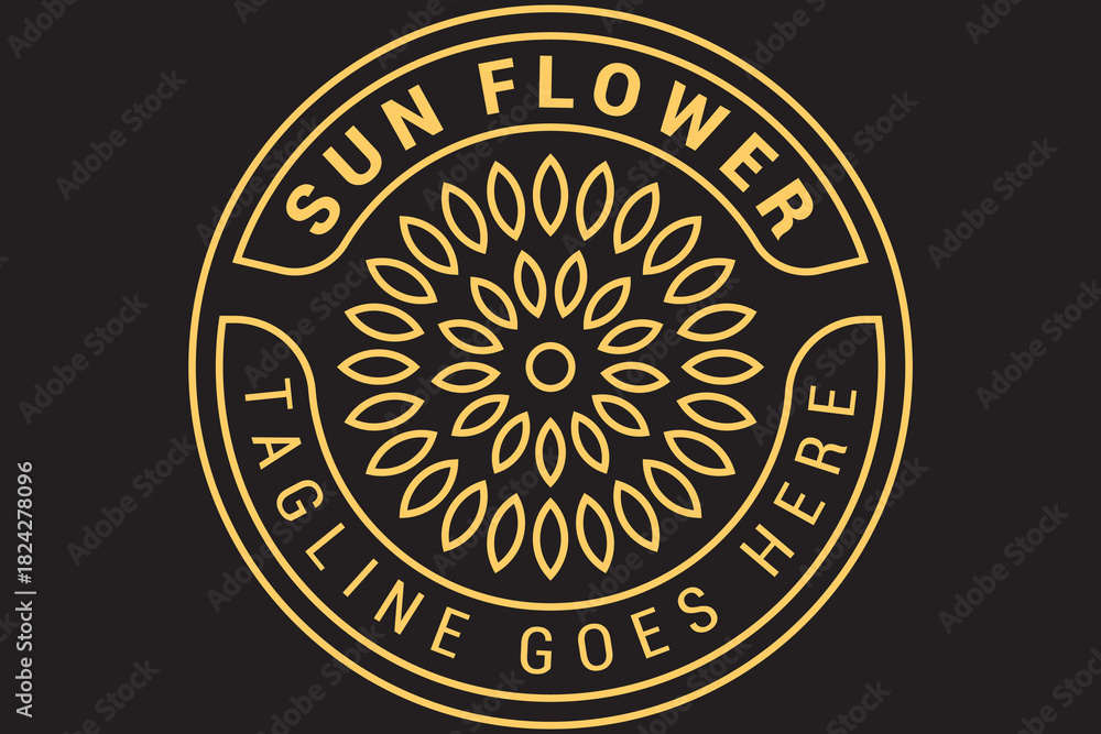 Fototapeta premium Sunflower silhouette, cutting frame, Yellow summer flower