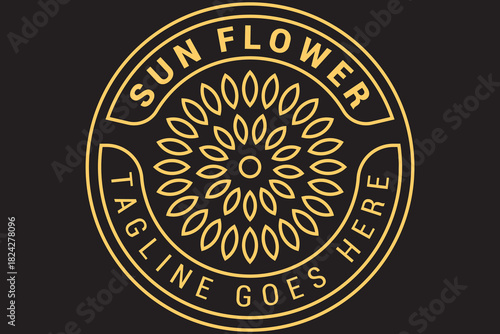 Sunflower silhouette, cutting frame, Yellow summer flower