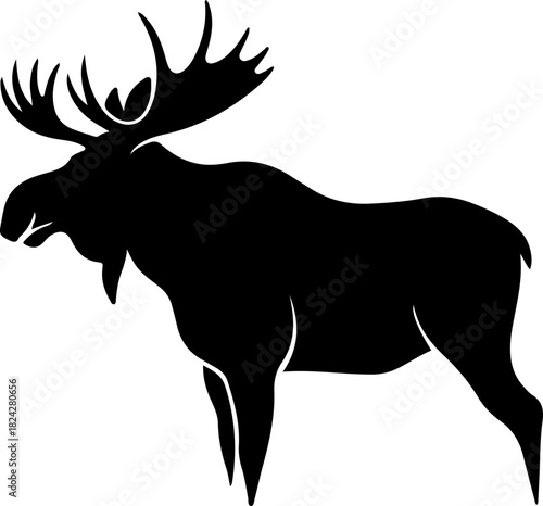 moose,
silhouette,
wildlife,
animal,
antlers,
forest animal,
large mammal,
nature,
North America,
elk family,
wilderness,
outdoors,
black silhouette,
vector art,
illustration,
strong animal,
hoofed ma
