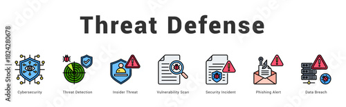 Threat Defense Modern and clean web banner illustration featuring thematic icons for visual communication