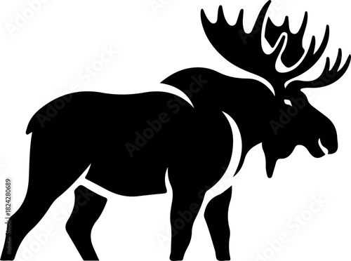 moose,
silhouette,
wildlife,
animal,
antlers,
forest animal,
large mammal,
nature,
North America,
elk family,
wilderness,
outdoors,
black silhouette,
vector art,
illustration,
strong animal,
hoofed ma