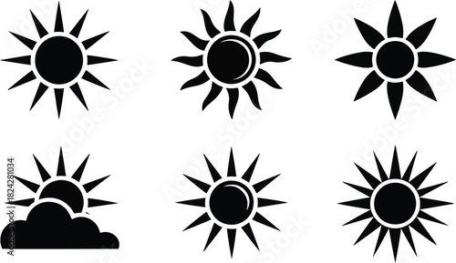 Sun, Weather, and Summer Solid Icons Set