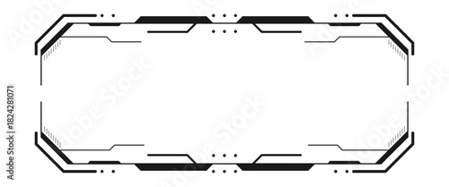 Frames black interface design modern technology futuristic control cyber monitor png vector..