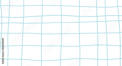Hand drawn pastel light blue grid lines vector background illustration featuring irregular checkered pattern texture isolated on white.