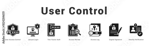 User Control Modern and clean web banner illustration featuring thematic icons for visual communication