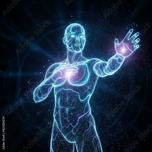 Digital Twin Human Figure Composed of Light Points in Space
