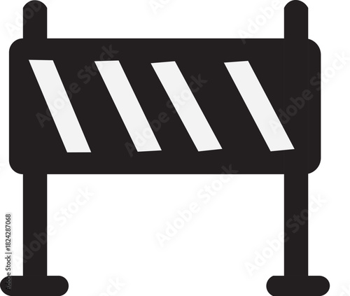 Black and white construction barrier icon
