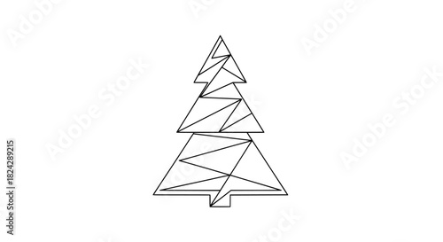 Geometric christmas tree line art vector with clean lines