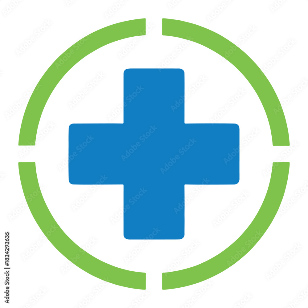 Fototapeta premium Medical Cross With Segmented Green Circle