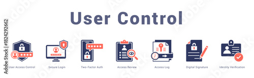 User Control Modern and clean web banner illustration featuring thematic icons for visual communication