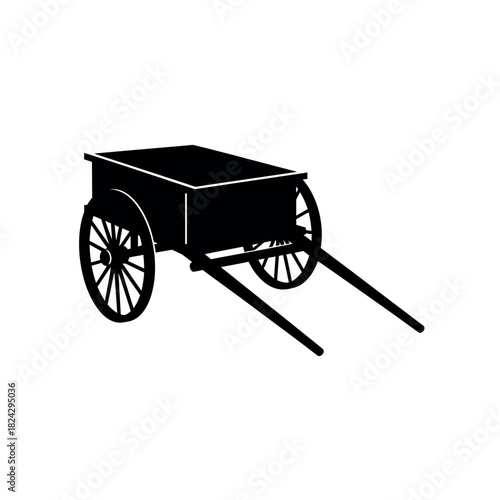 Antique cart silhouette vintage transportation historical vehicle farm equipment.