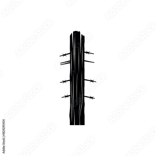 Old wooden utility pole silhouette vector icon.