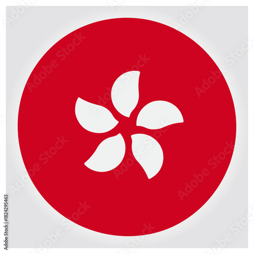 Hong kong icon, bauhinia flower symbol, flat design element isolated on white background, Vector