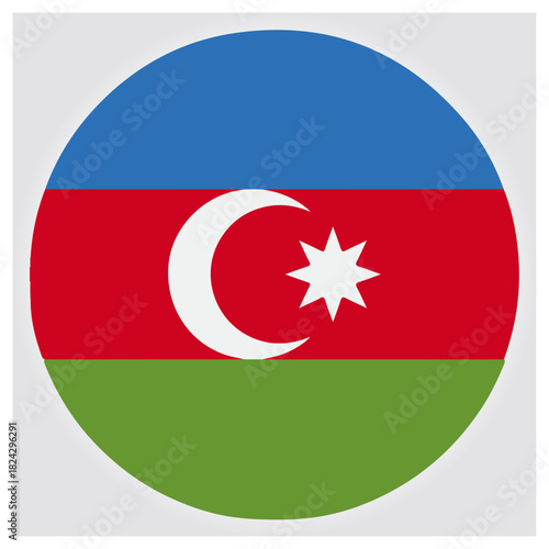 Azerbaijan national flag icon, patriotic country symbol button isolated on white background, Vector