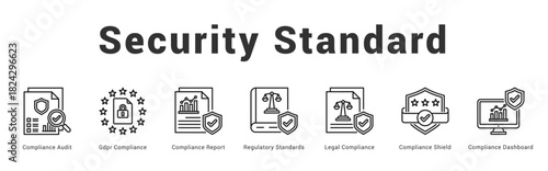 Security Standard Modern and clean web banner illustration featuring thematic icons for visual communication