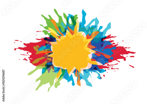 Abstract Vector Color Splatter Background. Dynamic Ink Splash Design Element for Creative Projects and Art Illustration.
