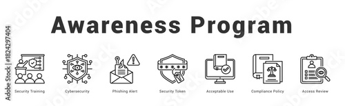 Awareness Program Modern and clean web banner illustration featuring thematic icons for visual communication