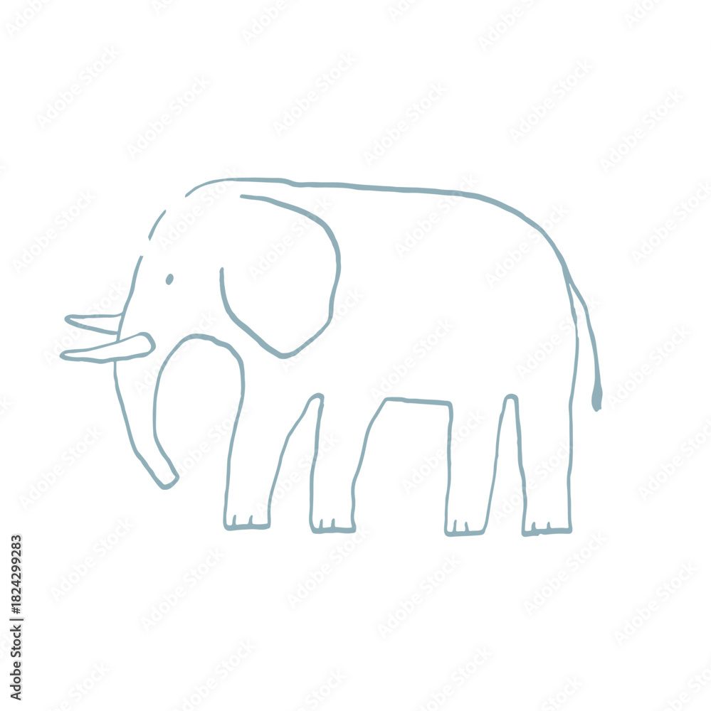 Obraz premium Safari animals cute illustration in doodl style. Outline hand drawn print. African wild animals character