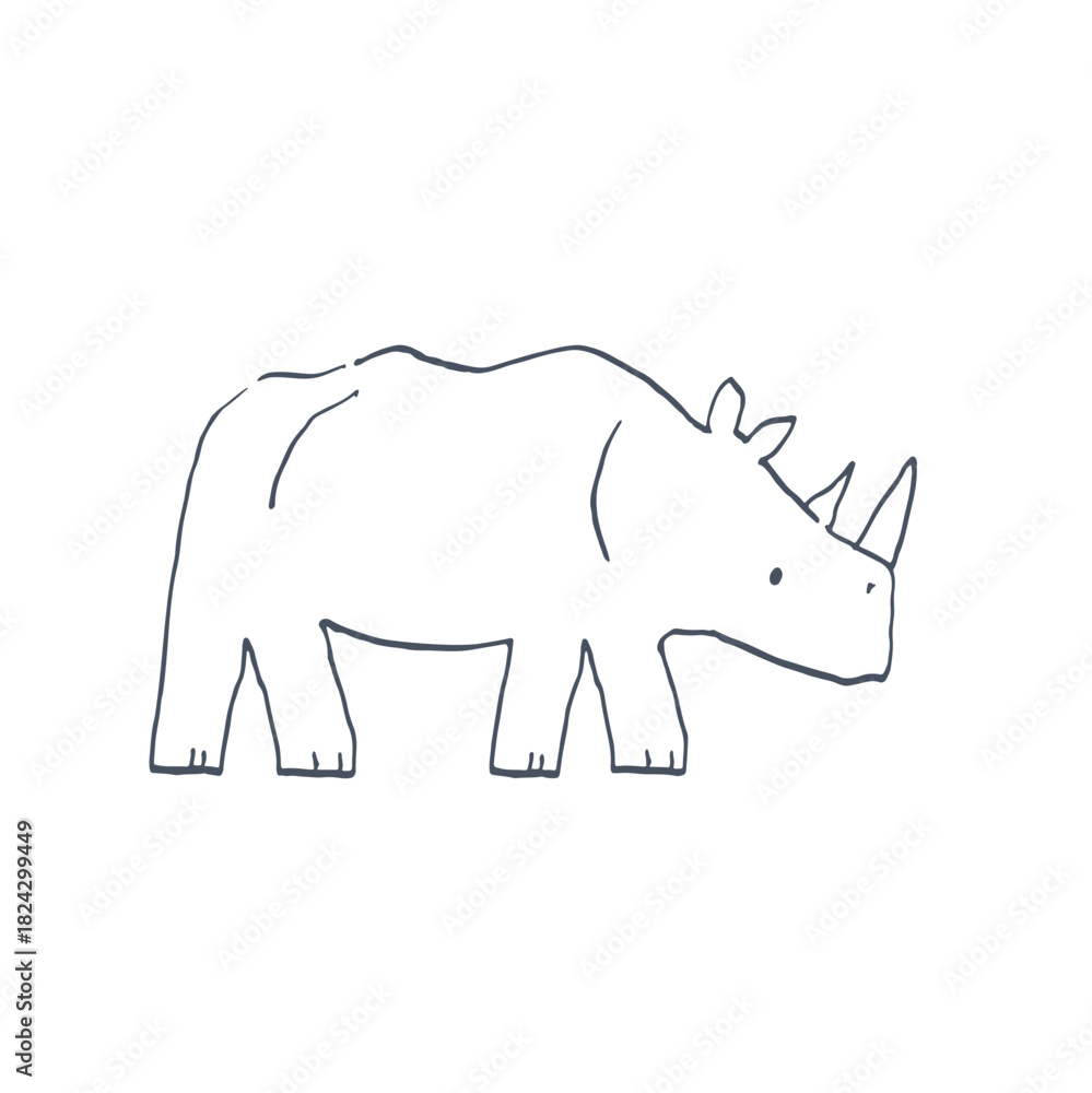 Obraz premium Safari animals cute illustration in doodl style. Outline hand drawn print. African wild animals character