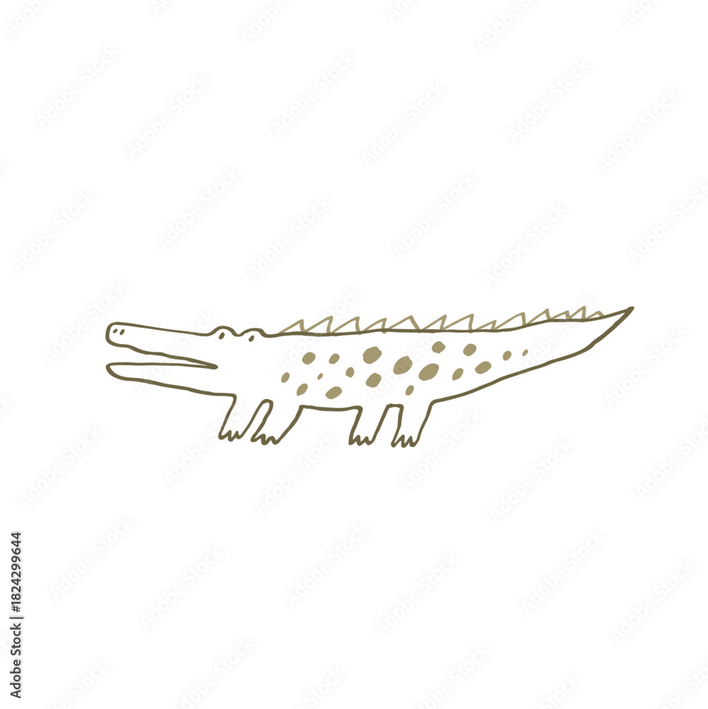 Obraz premium Safari animals cute illustration in doodl style. Outline hand drawn print. African wild animals character