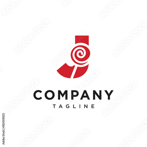Letter J Candy Stick Logo Icon Vector