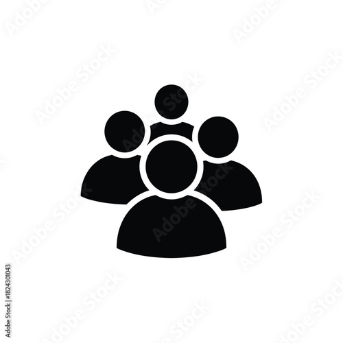 Simple black silhouette icon representing a group of people