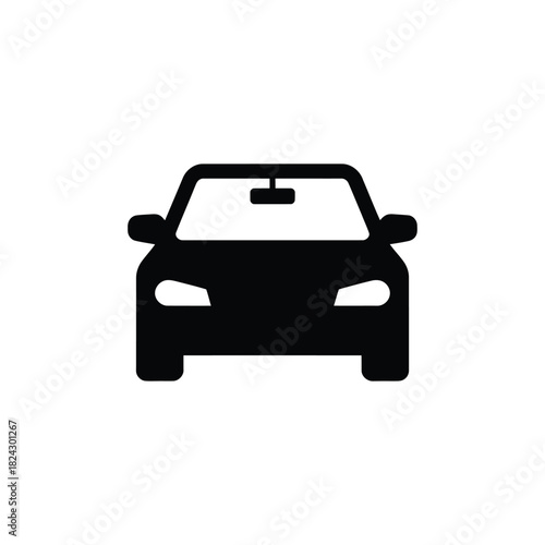 Simple black silhouette of a modern car facing forward