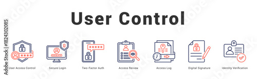 User Control Modern and clean web banner illustration featuring thematic icons for visual communication