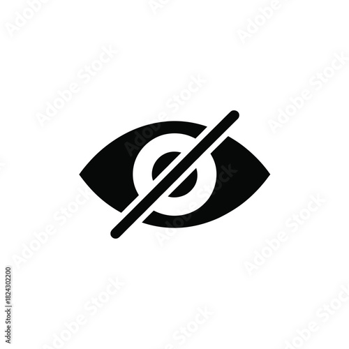 Black icon of an eye with a diagonal line through it
