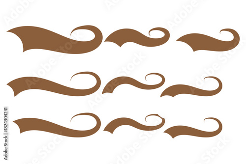 Swash and swooshes tails icon, Typography font curve tail, Text swooshes collection, Calligraphic swoosh tail set, Texting letters tail for lettering or baseball club