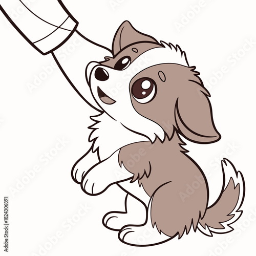 cute puppy in hand / adoption concept