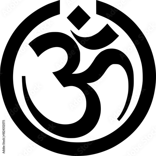 Om Symbol: The sacred Om symbol, a visual representation of universal energy, stands serene, resonating with a sense of peace and spiritual connection.