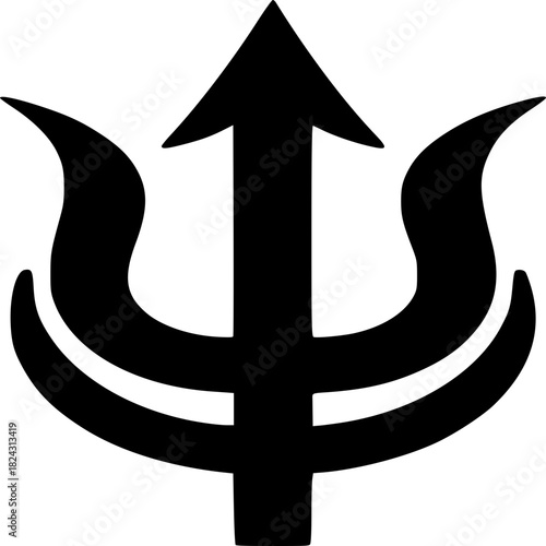 Trident Symbol: A bold, minimalist depiction of a trident, exuding power and ancient symbolism, with sharp lines and elegant curves.