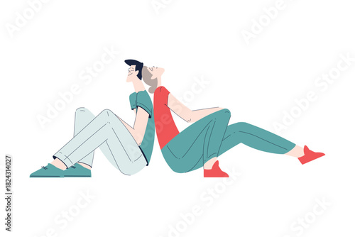 Man and Woman Romantic Couple Sit Enjoy Love Story and Relationship Vector Illustration