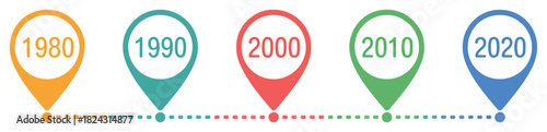 timeline with yearly pointers vector icons
