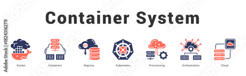 Container System Modern and clean web banner illustration featuring thematic icons for visual communication