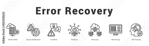Error Recovery Modern and clean web banner illustration featuring thematic icons for visual communication