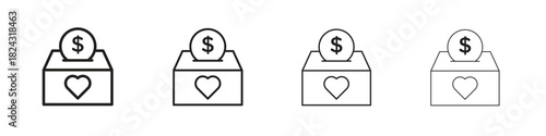 Money donation icon, modern stroke line art logotype graphic design pack