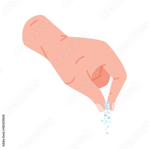 Hand Pour Salt as Flavor Used in Culinary Vector Illustration