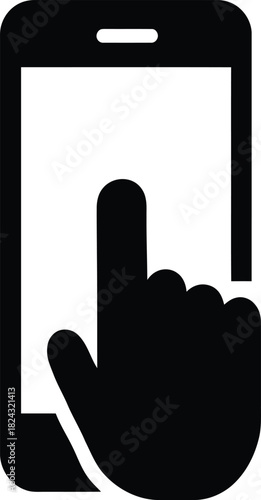 Close-up of finger tapping smartphone screen, mobile device control, touch interaction, modern app navigation, user experience, digital communication for business