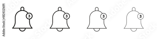 Notification bell icon, modern stroke line art logotype graphic design pack
