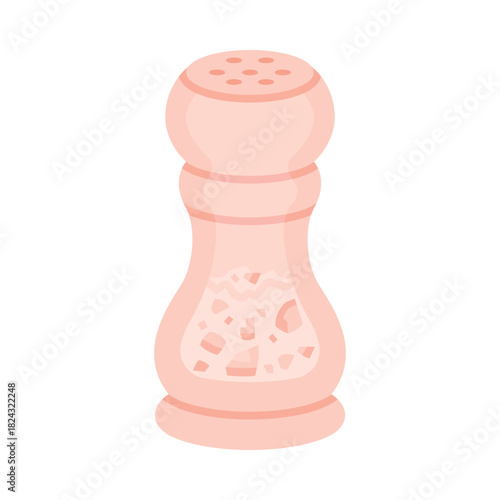 Salt in Glass Shaker Used in Culinary Vector Illustration