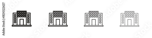 Office buildings icon, modern stroke line art logotype graphic design pack