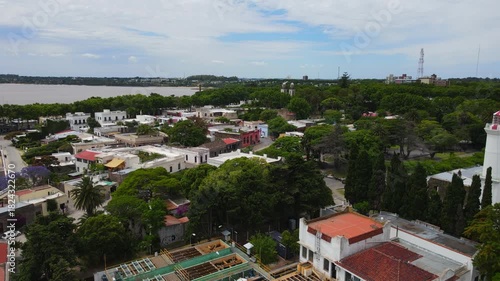Aerial View of Colonia del Sacramento Historic Quarter and Waterfront, Uruguay