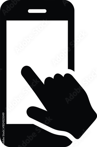 Close-up of finger tapping smartphone screen, mobile device control, touch interaction, modern app navigation, user experience, digital communication for business