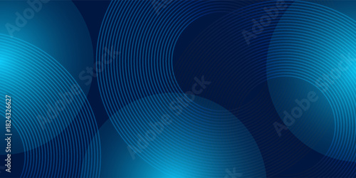 Abstract blue background with curved and overlapping blue gradient lines simple